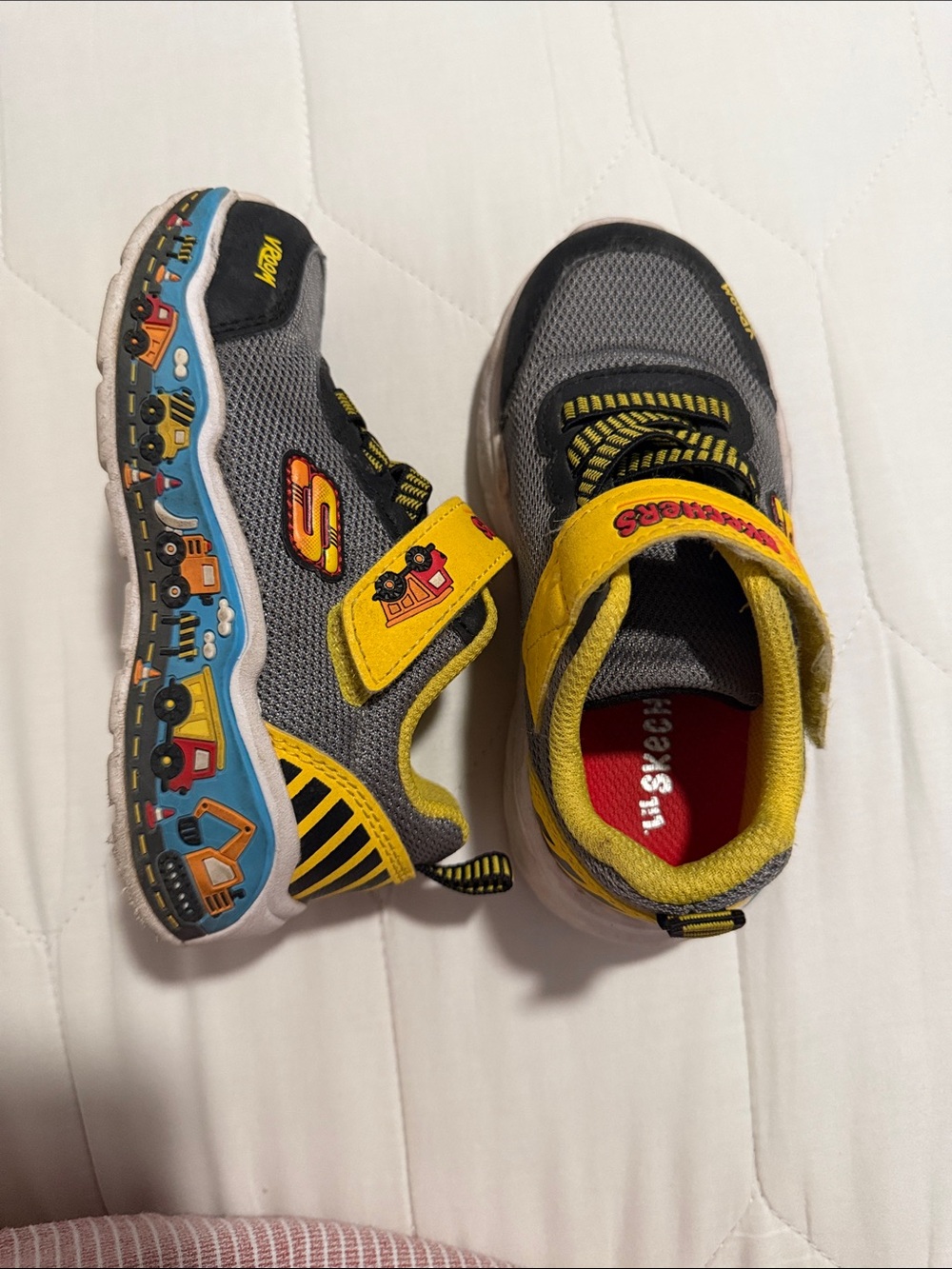Skechers Kids Gray, Yellow & Blue Construction Sneakers